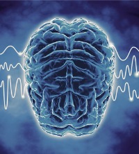 An image of a brain with electrical signals