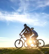 People biking, exercising to reduce feelings of stress and anxiety