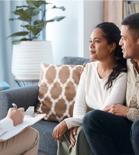 A couple discussing their relationship during Relationship Therapy in Peoria IL